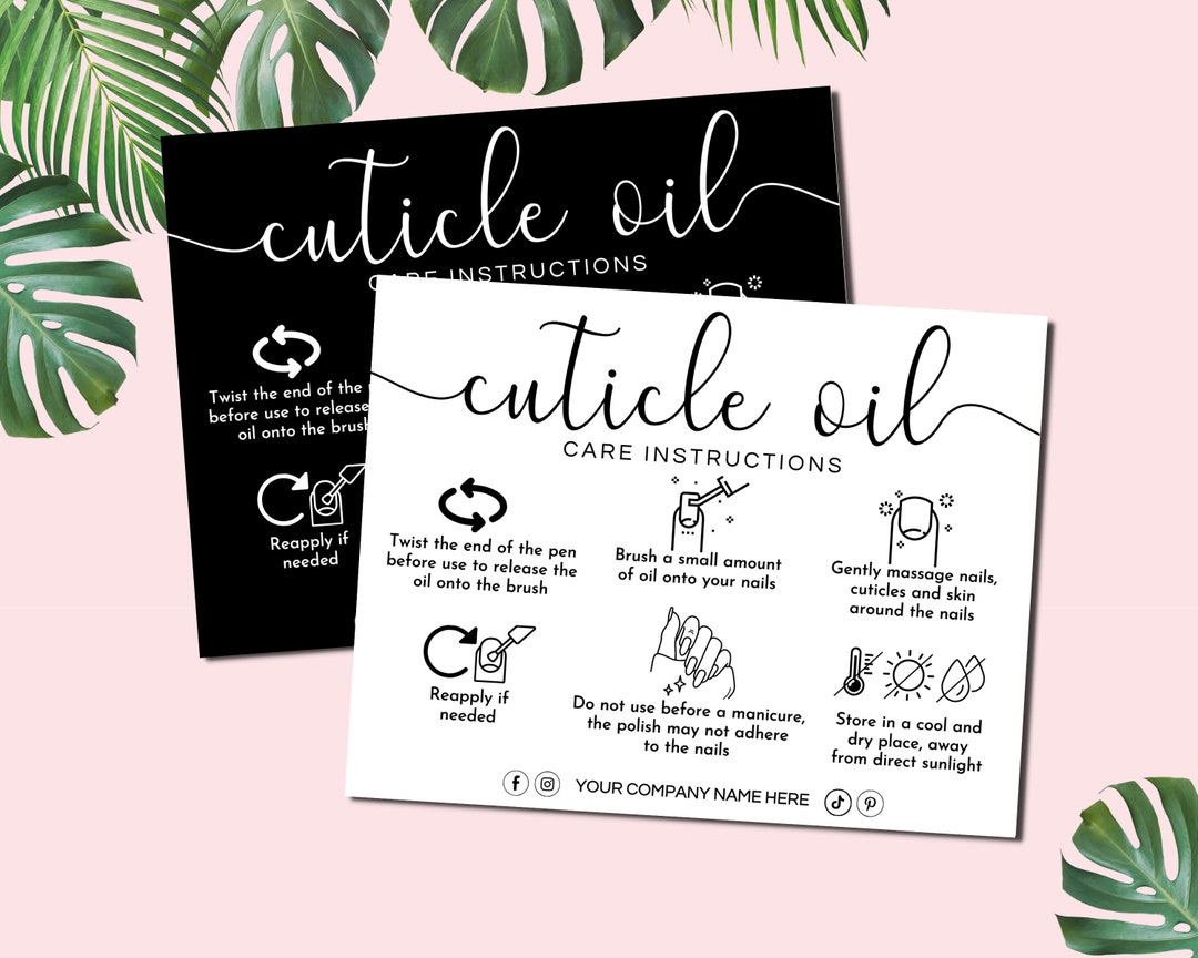 Cuticle Oil Care Card Template, Editable Nails Oil Application Guide, Printable Cuticle Pen