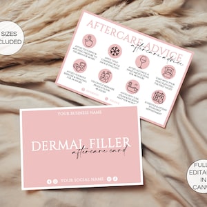 Nachsorgekarte für Dermal Filler, bearbeitbarer Filler Care Guide, Kosmetikerin Hautpflege Vorlage