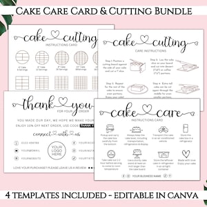 Lot de cartes d'entretien pour gâteaux, cartes-guides de coupe de gâteaux modifiables, remerciements imprimables pour gâteaux, modèle sur toile d'emballage pour gâteaux. FT-05