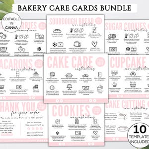 Lot de cartes de visite pour boulangerie, cartes de visite modifiables pour petite entreprise de boulangerie, carte de visite pour gâteau au levain, biscuit, cupcake et macaron, 10 modèles