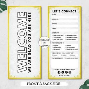 Editable Church Connection Card Template, Church Connect Card, Printable Church Welcome Card, Church Visitor Card Canva Template. TDS-10