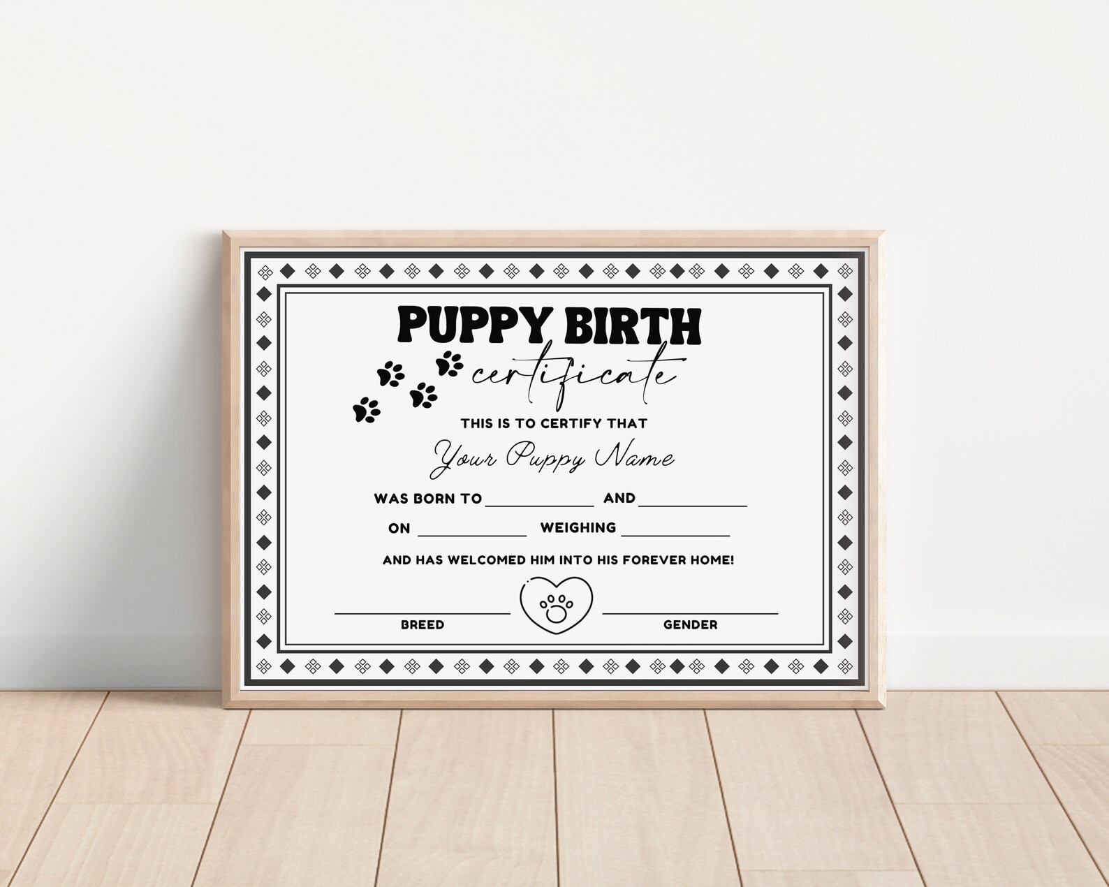 Puppy Birth Certificate Template Editable New Puppy Birth Etsy Puppy Birth Certificate Template Editable New Puppy Birth Etsy