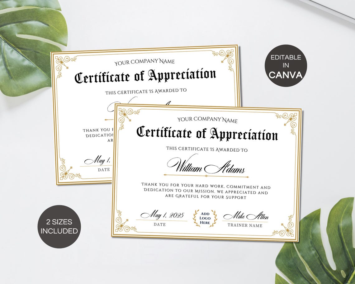 Editable Certificate of Appreciation, Printable Appreciation ...