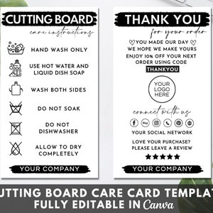 Cutting Board Care Card Care Card Instructions Print and Cut File  Silhouette Cricut Vinyl Instructions SVG File ONLY (Instant Download) 