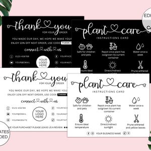 Kaartsjabloon voor plantenverzorging, bewerkbare gids voor plantenverzorging, afdrukbare verzorgingskaarten voor vetplanten, instructies voor het verzorgen van planten voor binnen. TDS-05