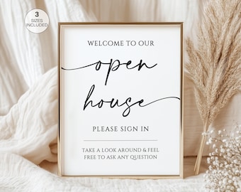 Welcome To Our Open House Sign, Open House Sign, Printable Real Estate Welcome Sign Canva Template, Editable Open House Sign In