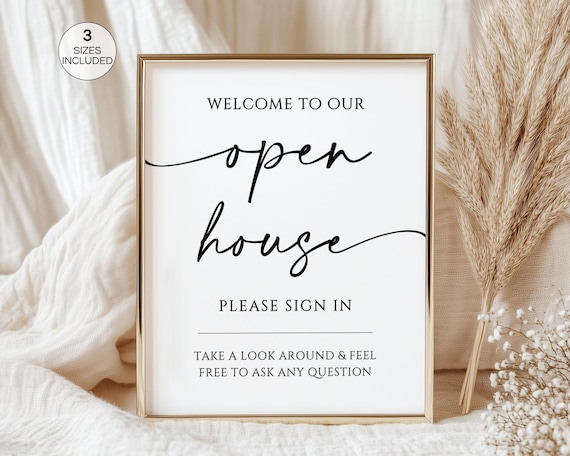 Welcome To Our Open House Sign, Open House Sign, Printable Real Estate Welcome Sign Canva Template, Editable Open House Sign In