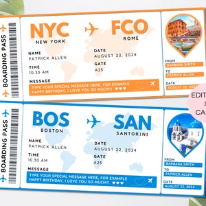 Boarding Pass Template, Printable Airline Ticket Template, Canva Boarding Pass Surprise Trip, Digital Editable Boarding Ticket. TDS-13