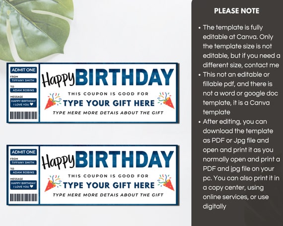 Happy Birthday Gift Certificate Template Custom Birthday Gift