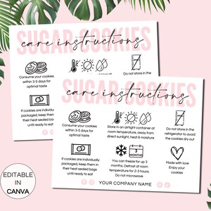 Canva-Vorlage für Zuckerkekse-Pflegekarte, bearbeitbare Kekspflegeanleitung, druckbare Bäckerei-Geschäftspflegekarte, Keks-Bestellbeilage. TDS-05