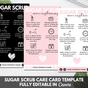 Editable Sugar Scrub Care Card Template, Printable Body Scrub Care ...