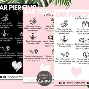 Editable Ear Piercing Aftercare Canva Template, Printable Piercing ...