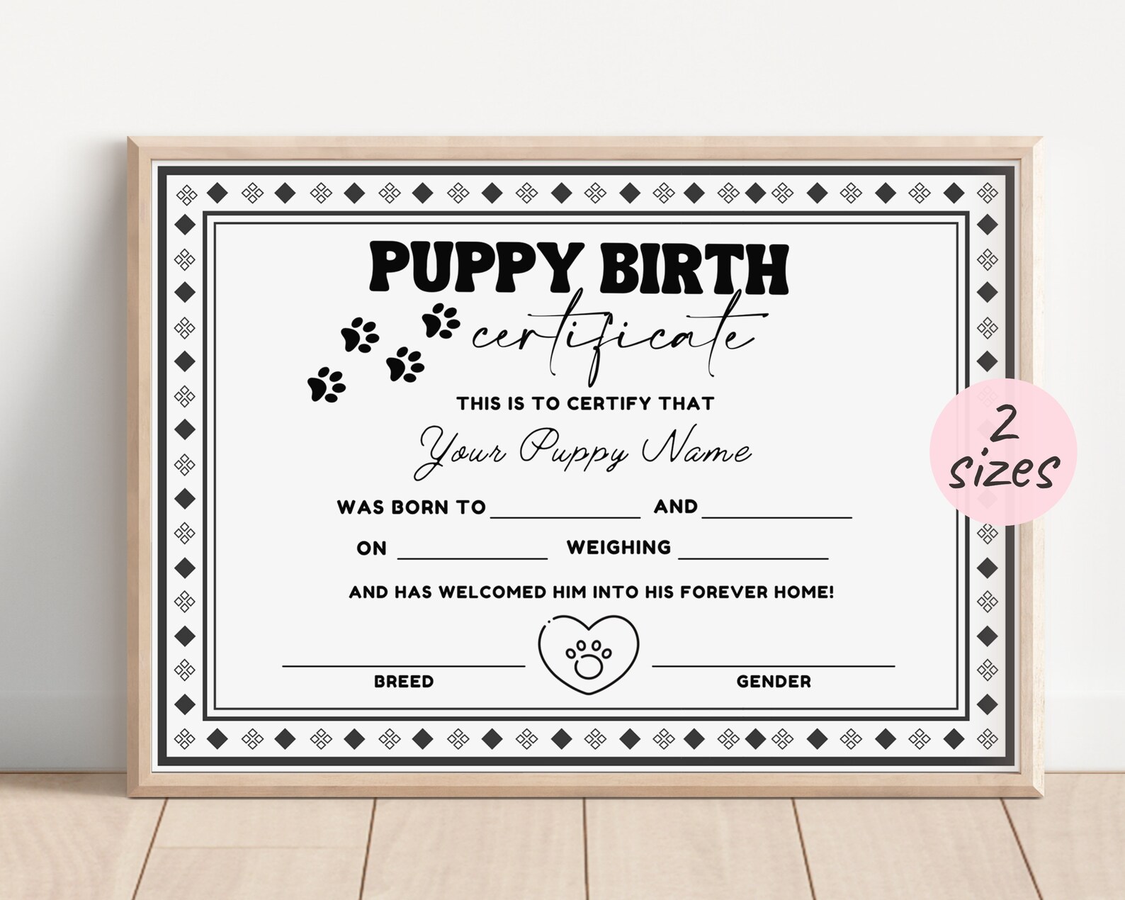 Puppy Birth Certificate Canva Template Editable Pet Adoption Etsy Puppy Birth Certificate Canva Template Editable Pet Adoption Etsy