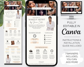 Acuity Scheduling Site Template, Editable DIY Booking Site Template,Makeup Artist Booking Site Template, Acuity Template Hair Stylist.TDS-14