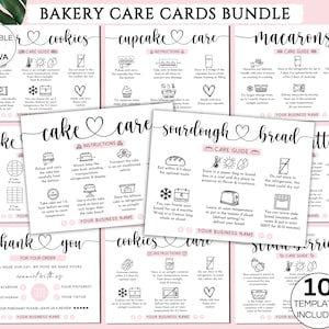 Bäckerei Visitenkarten Bundle, bearbeitbare Bäckerei Small Business Care Karten, Kuchen Sauerteig Keks Cupcake Macaron Pflegekarte, 10 Vorlagen