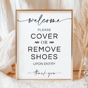 Welcome Remove or Cover Shoes Sign Template, Editable Welcome To Our Open House Sign, No Shoes Door Sign, Remove Shoes Sign, SVG Included
