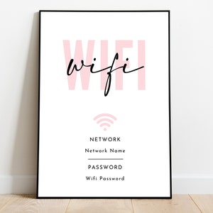 Wifi Password Sign Printable, Editable Free Wifi Sign Template, Small Business Sign Canva Template, 3 Sizes Wifi Sign QR Code. TDS-04