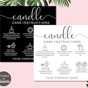 Candle Care Card, Editable Candle Care Instructions Card, Printable Candle Business Packaging Insert, Candle Instructions Card. TDS-05