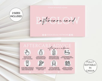 BB Glow Aftercare Cards, Editable BB Glow Care Card, Printable Bb Glow Care Instructions, Beauty Salon Esthetician Canva Template. TDS-05