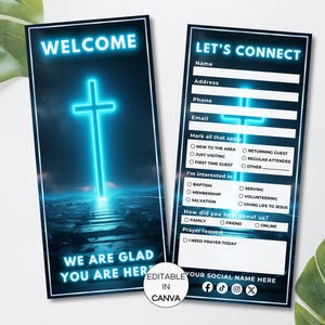 Church Connection Card Template, Editable Church Connect Card, Printable Church Welcome Card, Church Visitor Card Canva Template. TDS-10