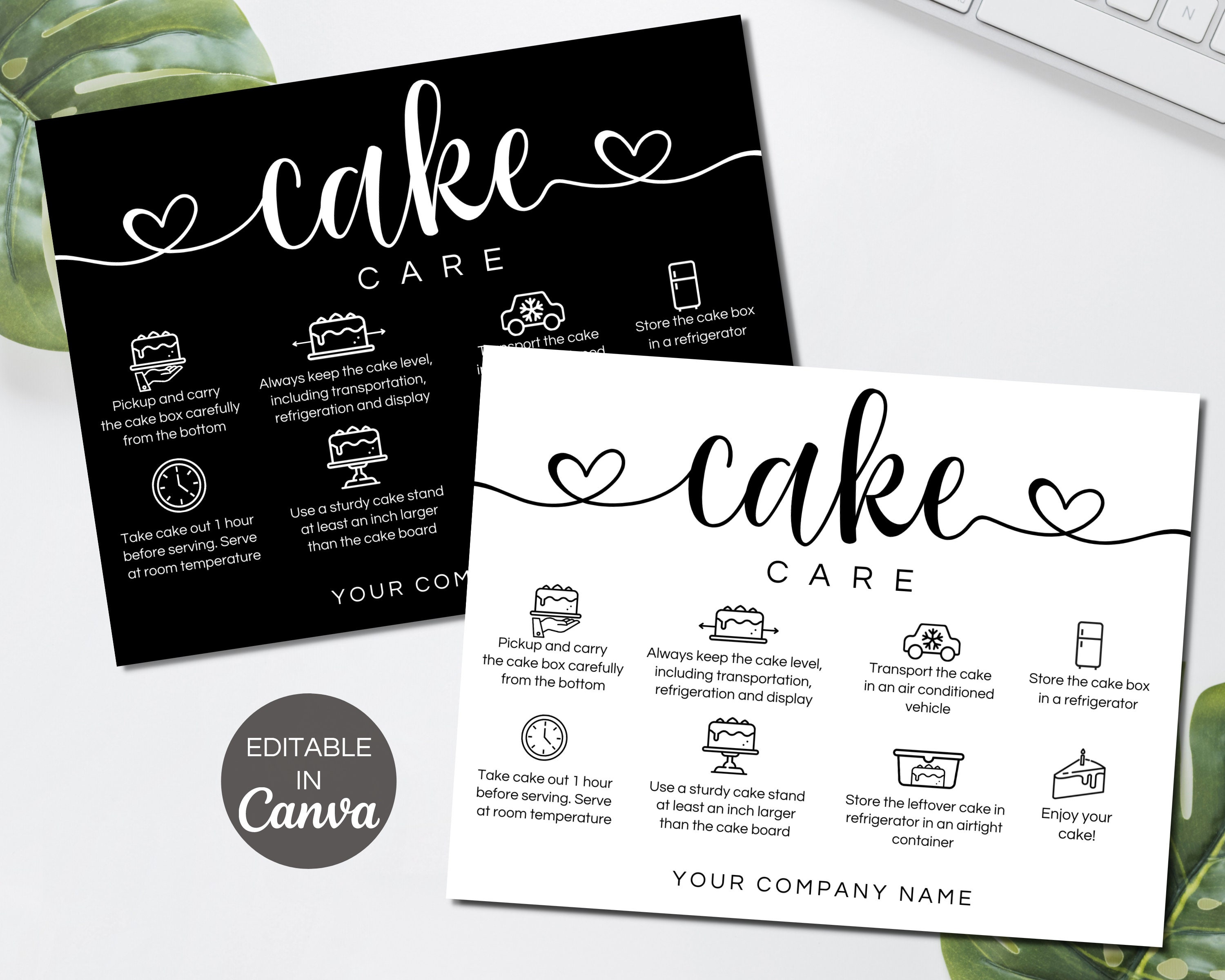 cake-care-card-template-editable-cake-care-instructions-etsy-australia