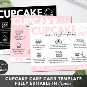 Modèle de carte d'entretien de petit gâteau, instructions d'entretien de petit gâteau modifiables, guide d'entretien de petit gâteau imprimable pour petites entreprises, notice d'emballage de petit gâteau.TDS-05