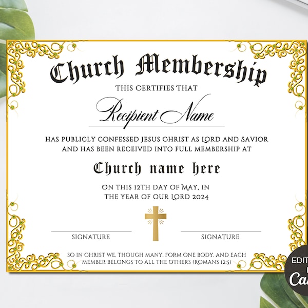 Membership Template for Church - Etsy