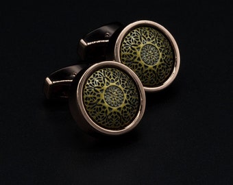 handmade cufflink for suit , gift round men's cufflink-  "mesopotamia"