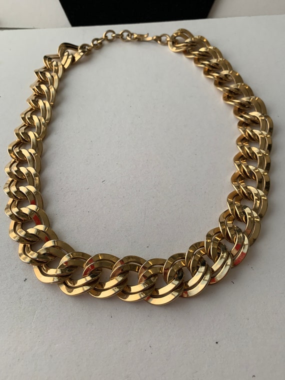 Vintage Monet Goldtone Chunky Double Curb Link Nec