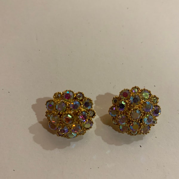 Vintage Fiery Champagne Sparkling  Clip-on Earrings