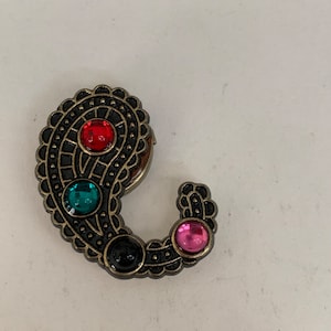 Vintage Antiqued Gold Button Cover with Multi-colored Gemstones