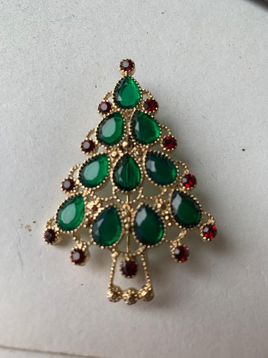 Vintage Xmas Tree Brooch Etsy