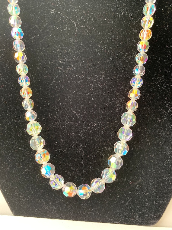 Aurora Borealis Clear Faceted Beaded Necklace