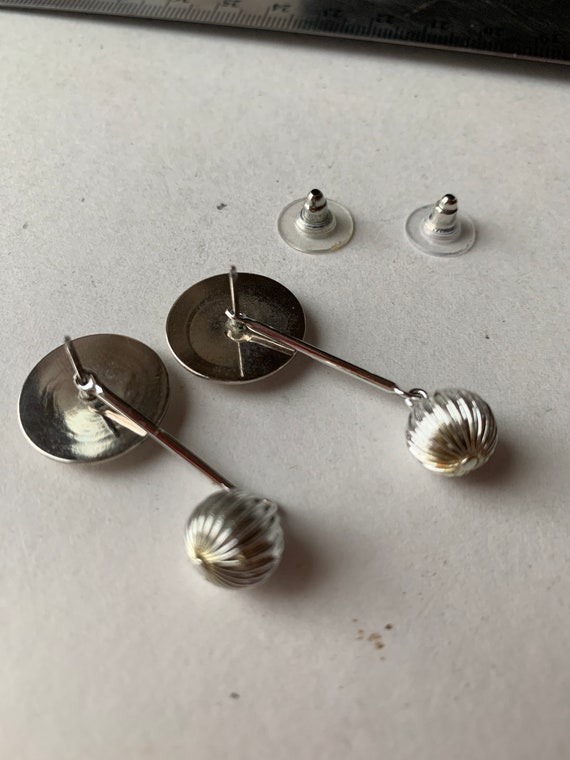 Vintage Silvertone Pierced Earrings with Detachab… - image 2