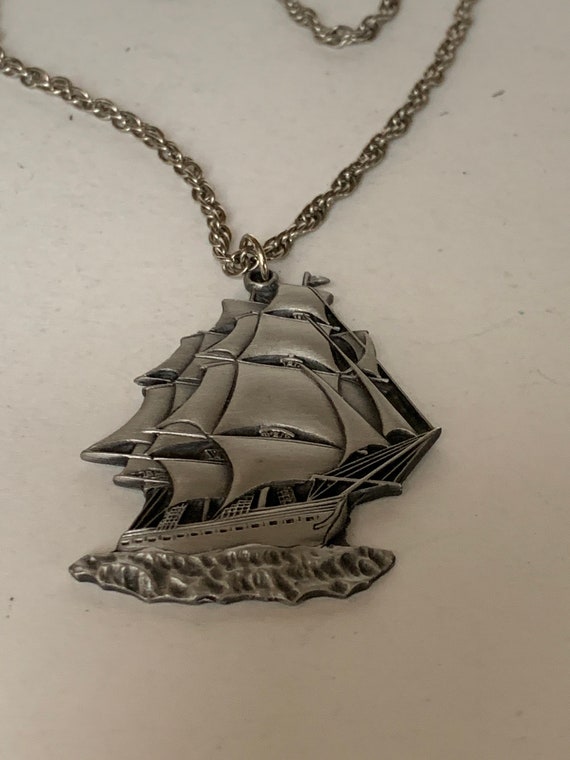 Sailing Ship Necklace, Pewter Sailing Ship Necklace,3… Gem