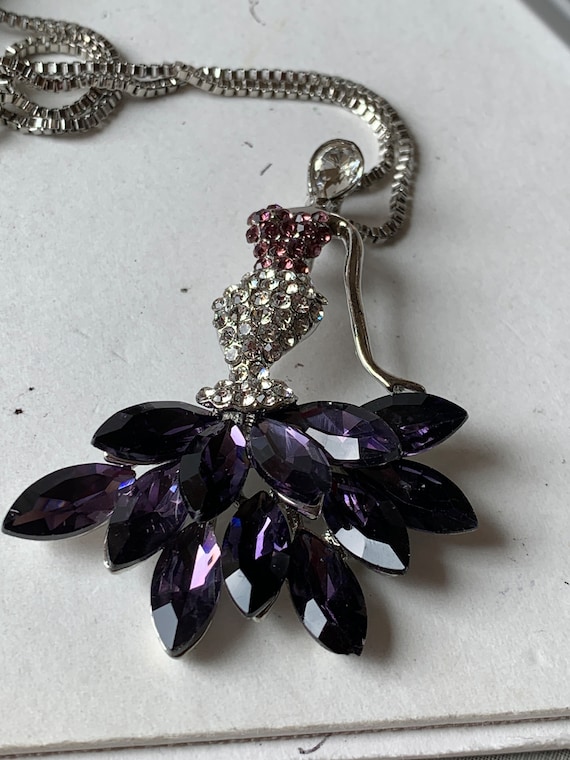 Betsey Johnson Lovely Lady Crystal Purple Necklace