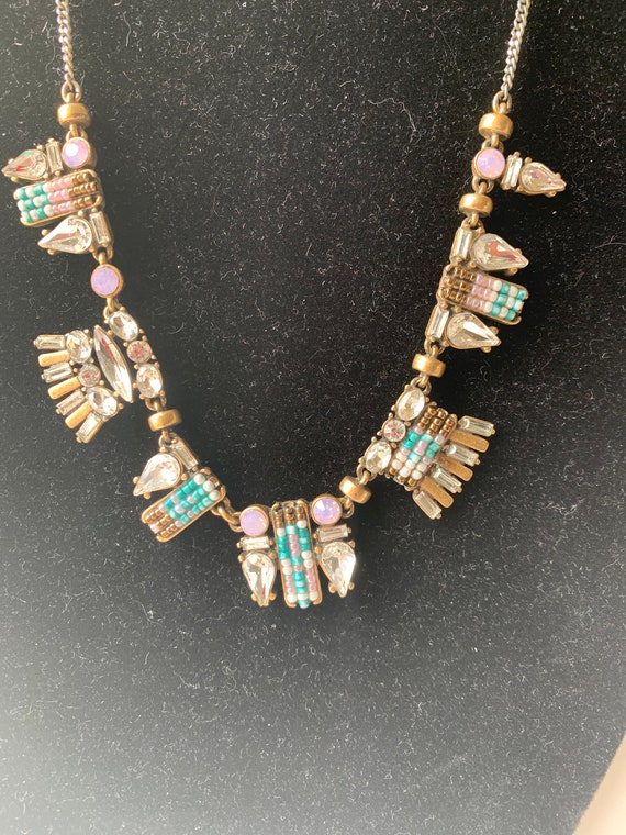 Vintage J Crew Antiqued Crystal Goldtone Cleopatra