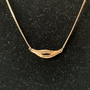 Vintage Monet Curved Bar Goldtone Necklace