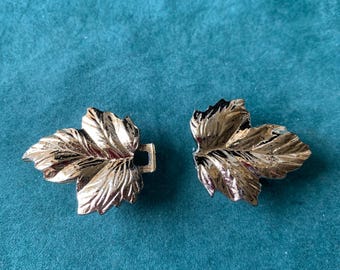 Vintage 2-Piece Goldtone Leaf Belt Buckles