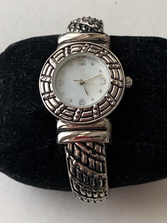Hinged Silvertone Bangle Watch - image 1