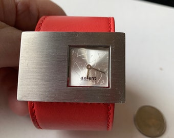 Vintage Axcent of Scandinavia Clipon Watch with Red Band