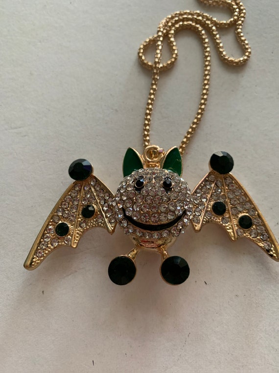 Rhinestone Crystal Betsey Johnson Bat Necklace BETSEY JOHNSON