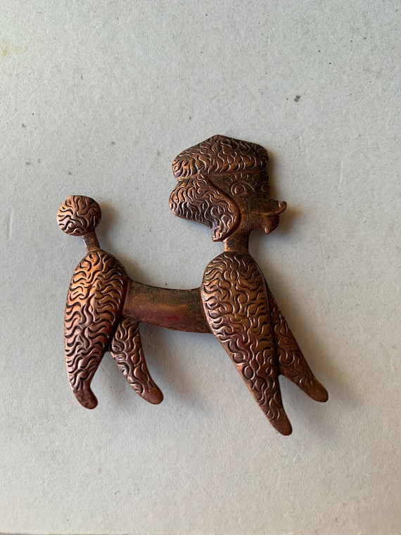 Vintage Copper French Poodle Brooch