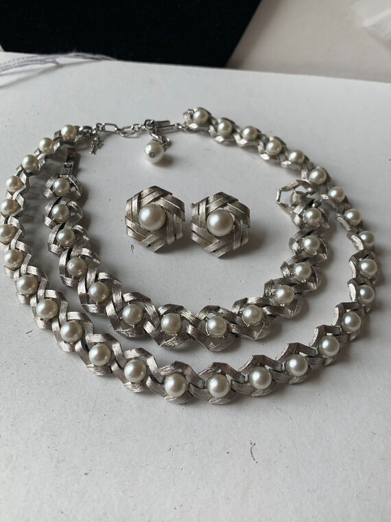 Vintage Trifari Faux Pearl and Silvertone Jewelry 