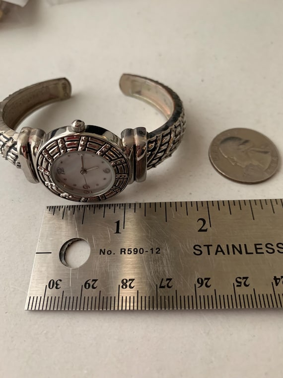 Hinged Silvertone Bangle Watch - image 5