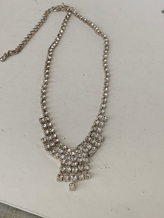 Vintage Clear Rhinestones Choker Necklace
