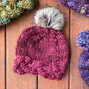 Knitting Pattern | Ruby Hat | Super Bulky Beanie | Mommy and Me | Braided Band Hat