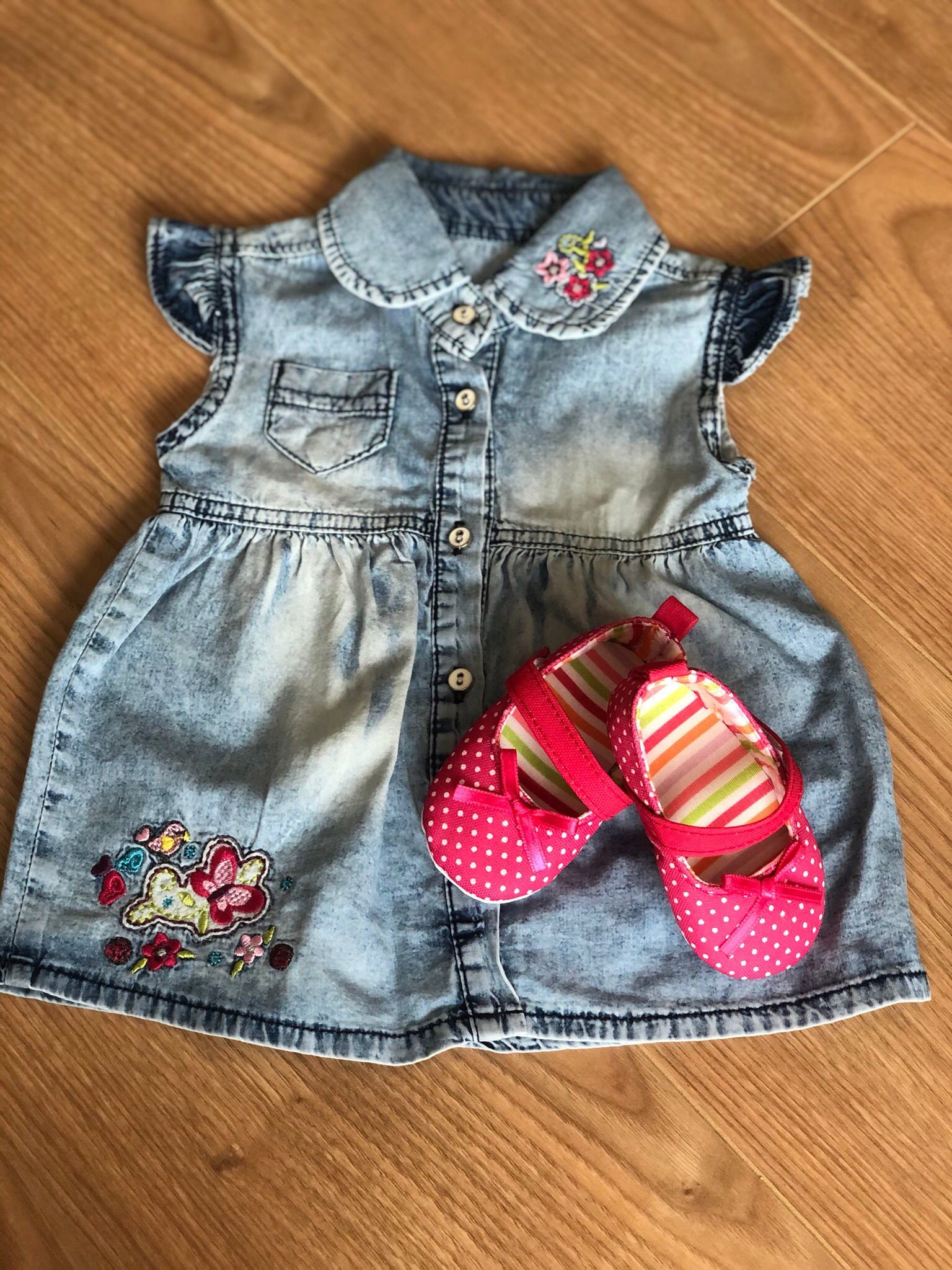 Baby Denim Dress Baby Girl Denim Dress With Shoes Baby Girl Etsy UK
