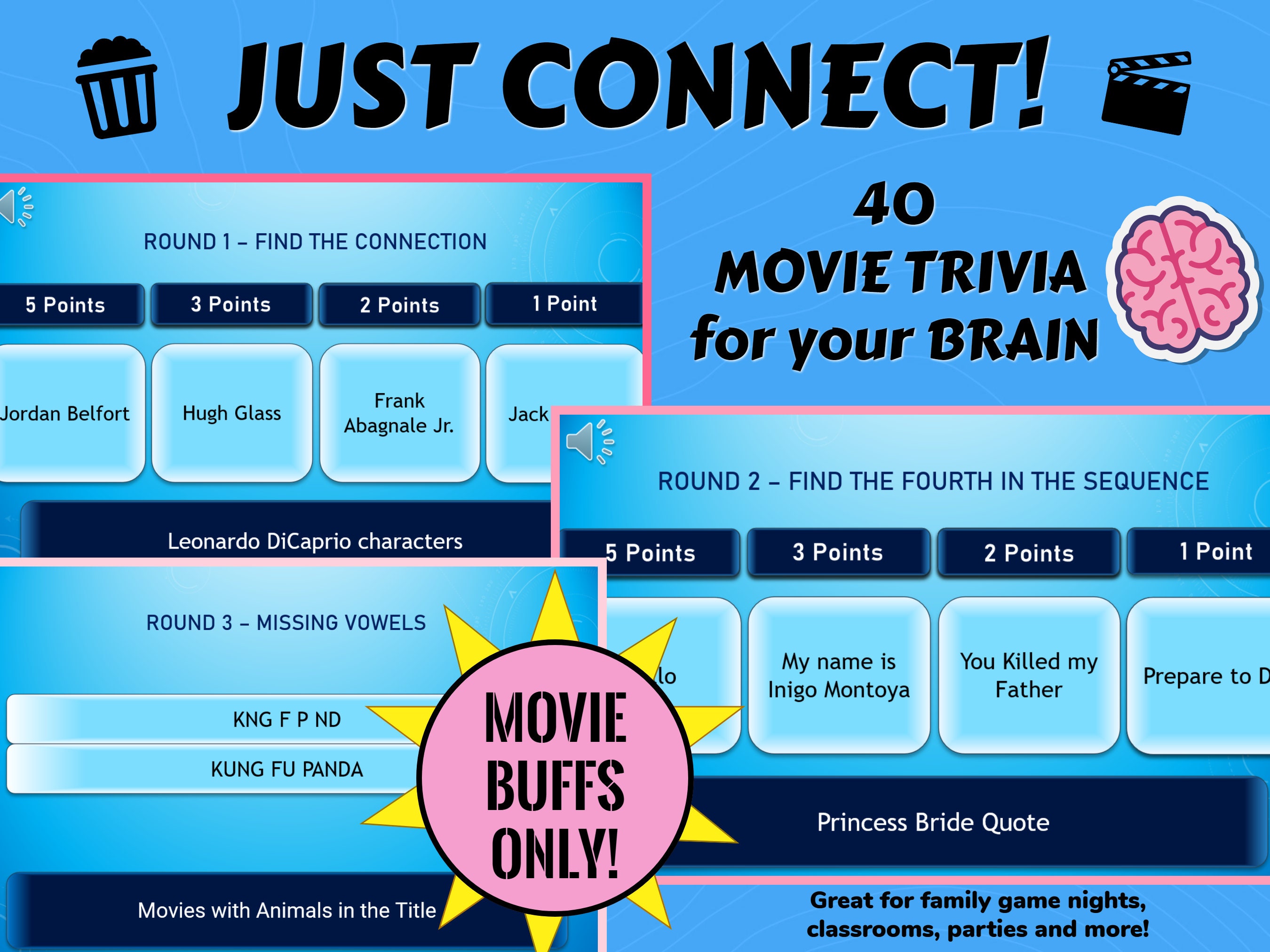 Movie Trivia Powerpoint Game | 40 Questions and Answers | Quiz Alone or ...