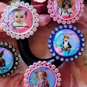 Rhinestone add Your own photo-name or initials Stethoscope charms- -Vet Tech Medical- Nurse-Slide on stays PUT! *Easy clean water resistant!